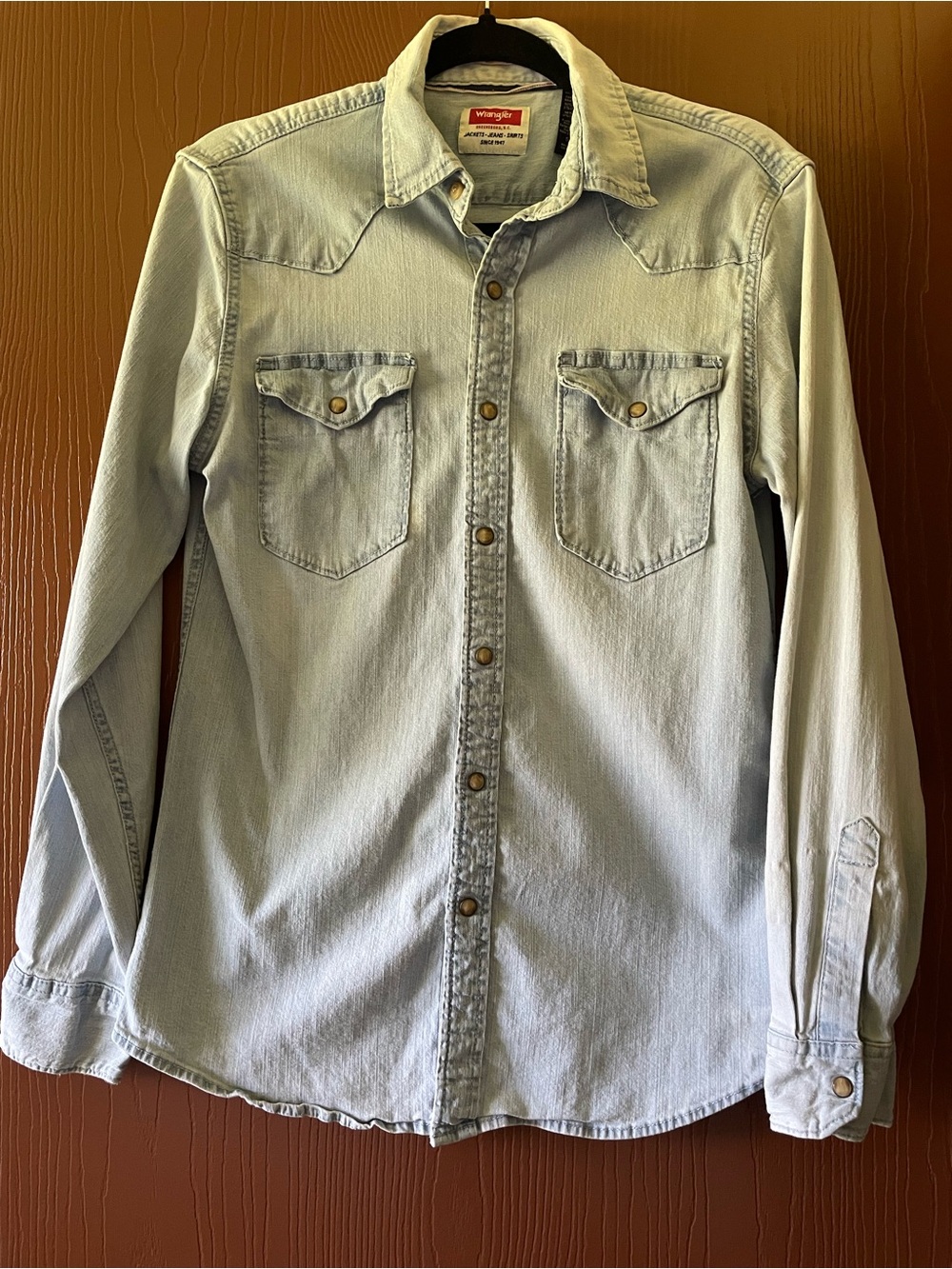 Wrangler Light Blue Denim Button Up Shirt